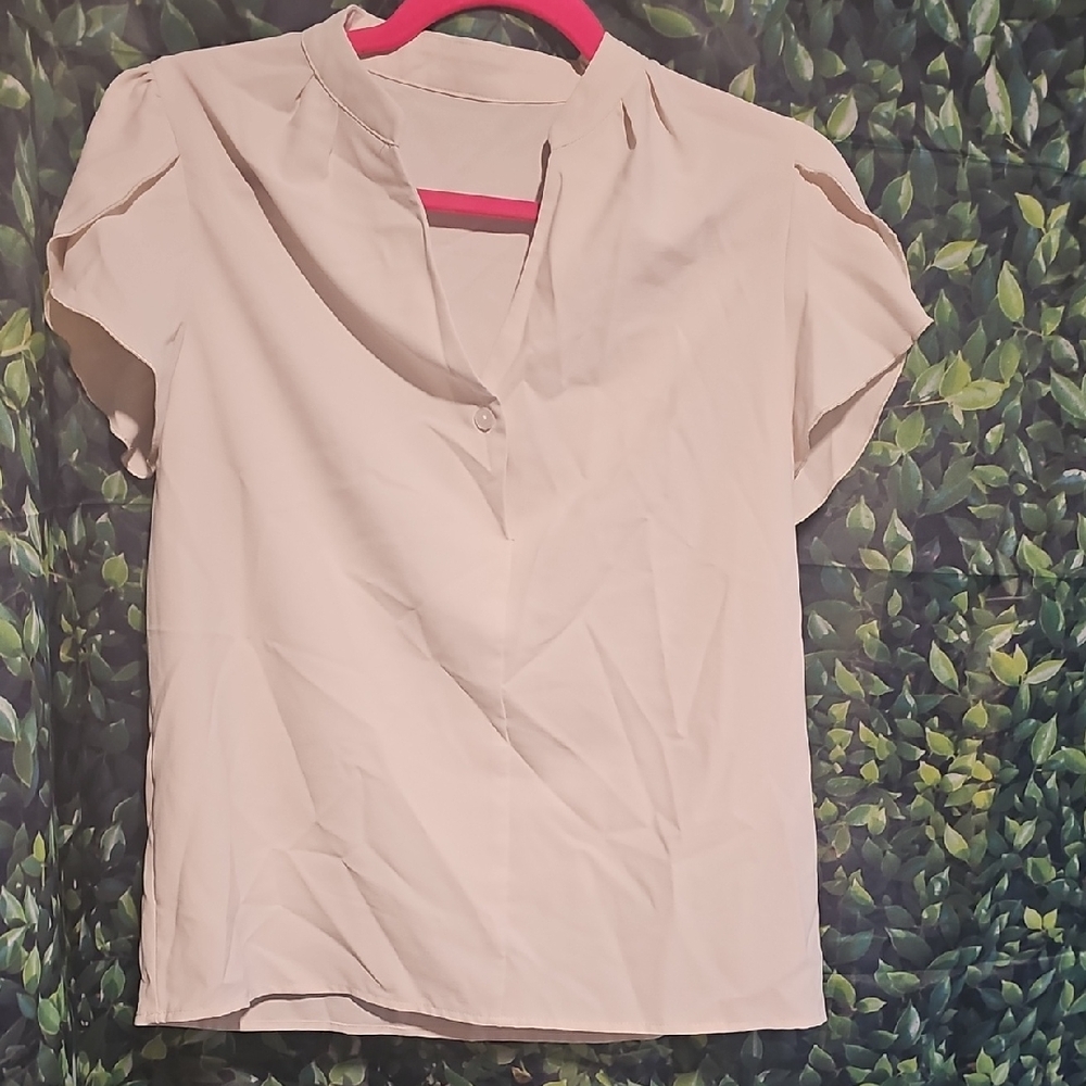 SHEIN‎ Cream Blouse with Button Detail